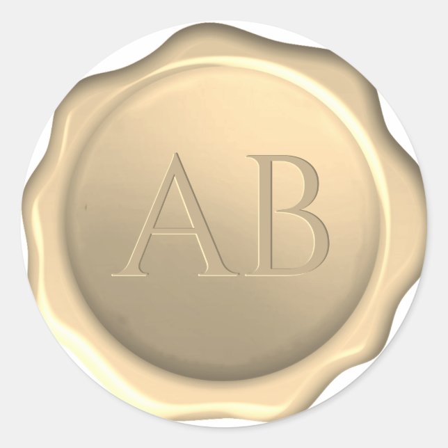 Wax Siegel 2 Initialen Monogram Golden Sticker (Vorderseite)