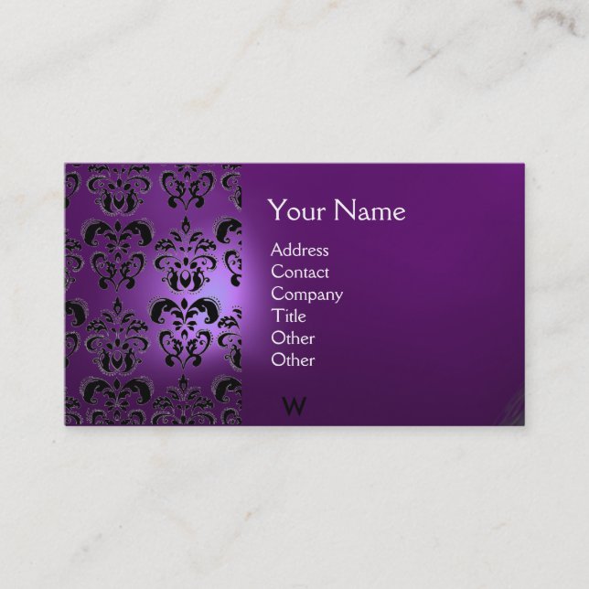 WAX SIEGEL DAMASK MONOGRAMM lila Visitenkarte (Vorderseite)