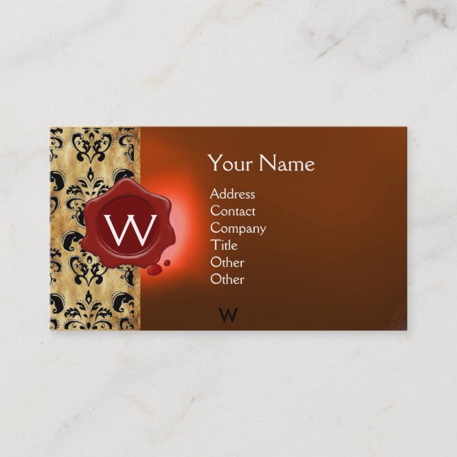 WAX SIEGEL DAMASK PARKMONOGRAM VISITENKARTE (Vorderseite)