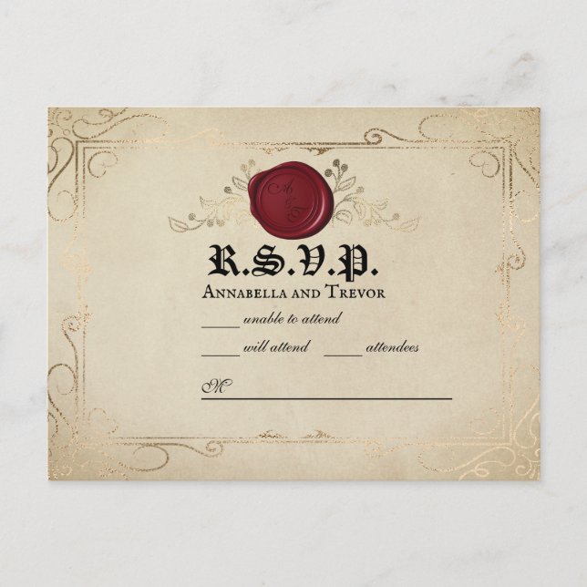 Wax Siegel Mairytale Wedding RSVP Postkarte (Vorderseite)