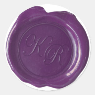 Wax Siegel Monogram - Deep Lila - Kaihli KR Runder Aufkleber