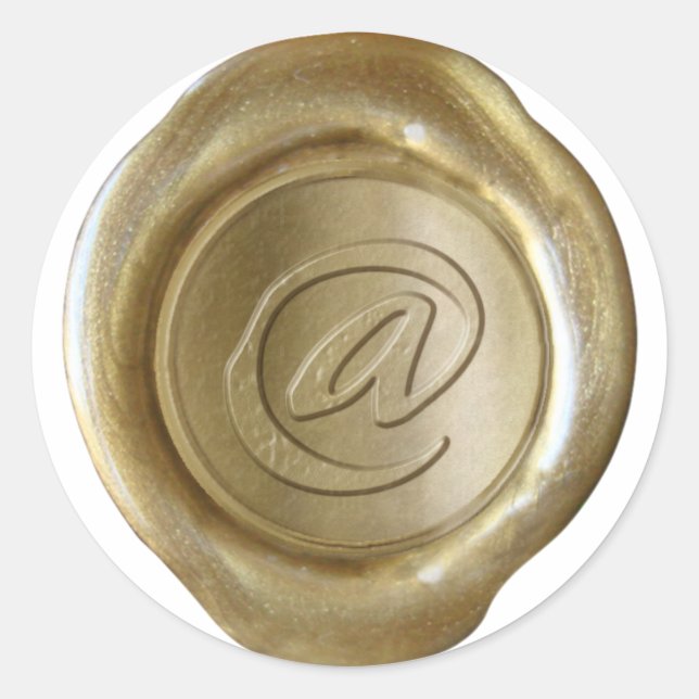 Wax Siegel Monogram - Gold - Artistic @ - Runder Aufkleber (Vorderseite)