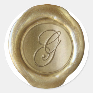 Wax Siegel Monogram - Gold - Script G - Runder Aufkleber