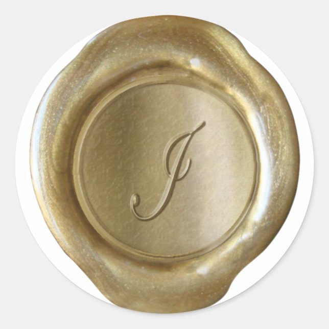 Wax Siegel Monogram - Gold - Script I - Runder Aufkleber (Vorderseite)