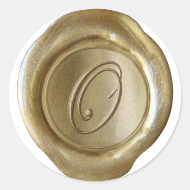 Wax Siegel Monogram - Gold - Script O - Runder Aufkleber (Vorderseite)