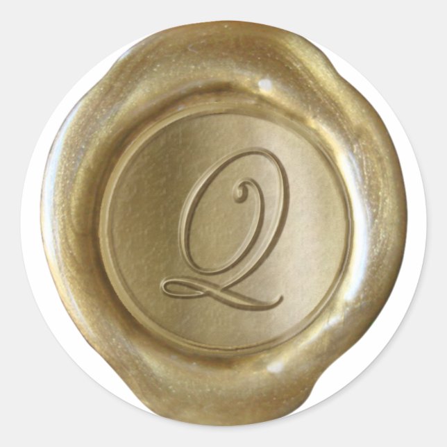 Wax Siegel Monogram - Gold - Script Q - Runder Aufkleber (Vorderseite)