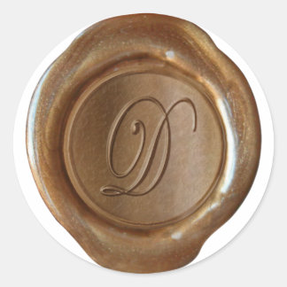 Wax Siegel Monogram - Kupfer - Script D - Runder Aufkleber