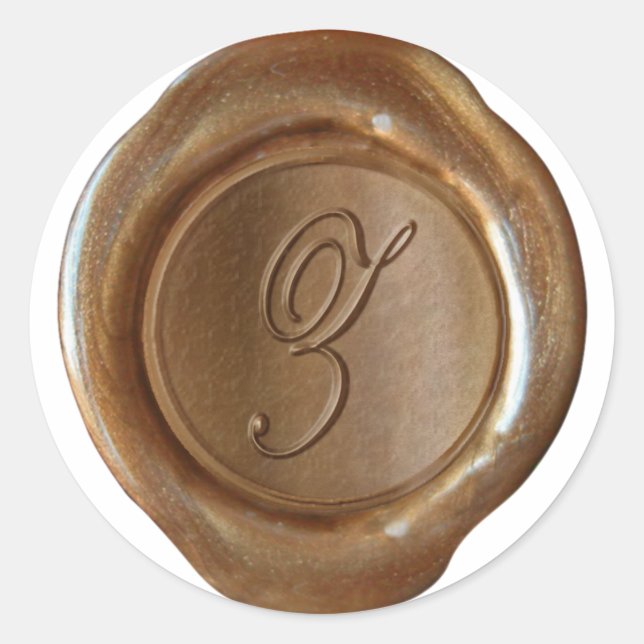 Wax Siegel Monogram - Kupfer - Script Z - Runder Aufkleber (Vorderseite)