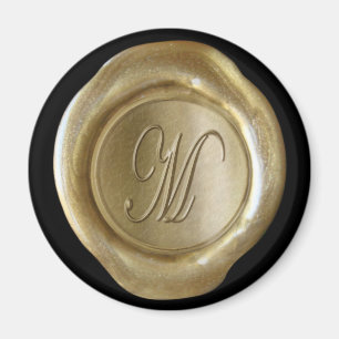 Wax Siegel Monogram Magnet - Gold - Script Style -