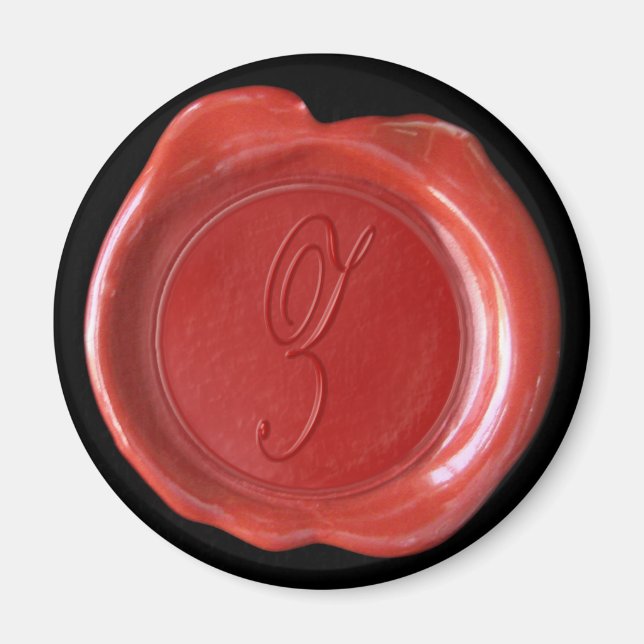 Wax Siegel Monogram Magnet - Rot - Script Style - (Vorne)