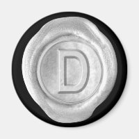 Wax Siegel Monogram Magnet - Silver - Bold Style -