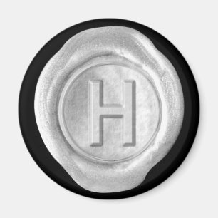 Wax Siegel Monogram Magnet - Silver - Bold Style -