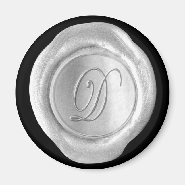 Wax Siegel Monogram Magnet - Silver - Script Style (Vorne)
