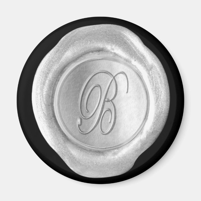 Wax Siegel Monogram Magnet - Silver - Script Style (Vorne)