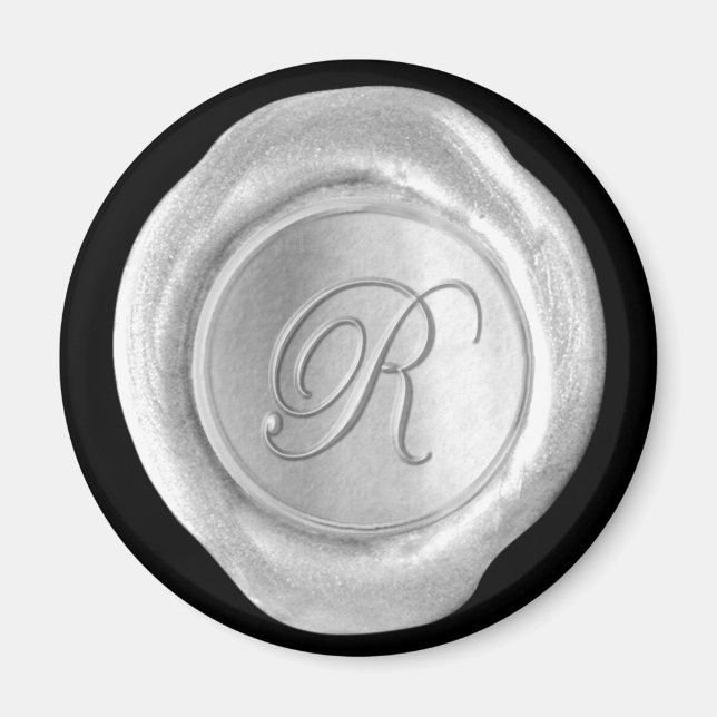 Wax Siegel Monogram Magnet - Silver - Script Style (Vorne)
