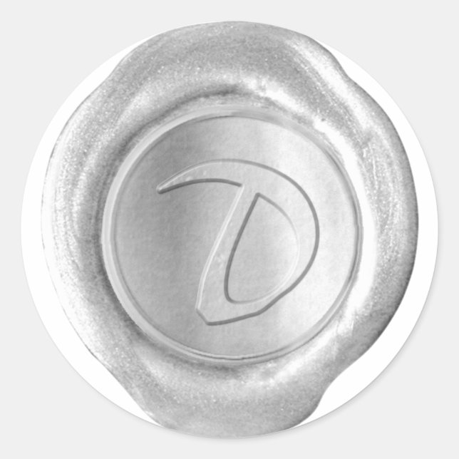 Wax Siegel Monogram - Silver - Artistic Style D - Runder Aufkleber (Vorderseite)