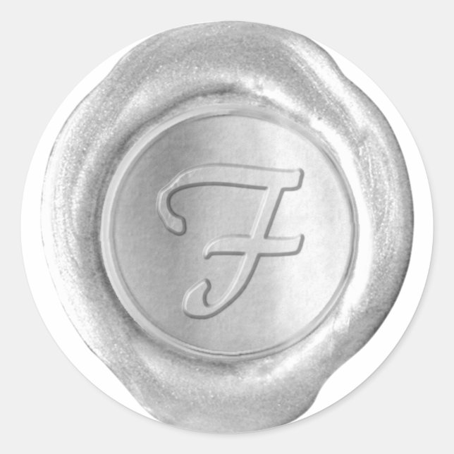 Wax Siegel Monogram - Silver - Artistic Style F -  Runder Aufkleber (Vorderseite)
