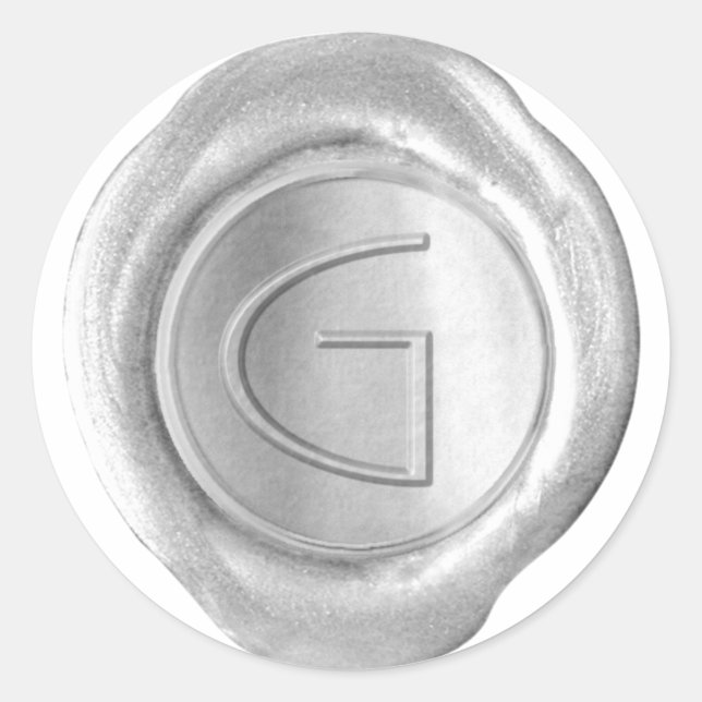 Wax Siegel Monogram - Silver - ModernSlim G - Runder Aufkleber (Vorderseite)