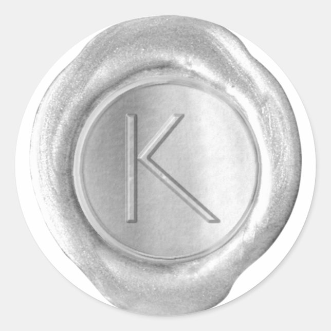 Wax Siegel Monogram - Silver - ModernSlim K - Runder Aufkleber (Vorderseite)