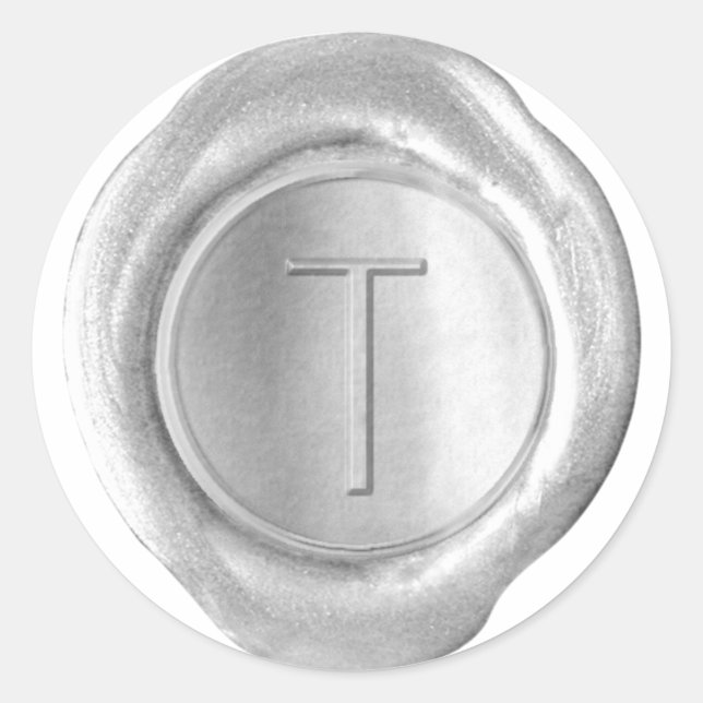 Wax Siegel Monogram - Silver - ModernSlim T - Runder Aufkleber (Vorderseite)