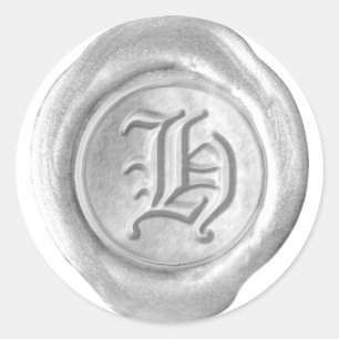 Wax Siegel Monogram - Silver - Old English H - Runder Aufkleber