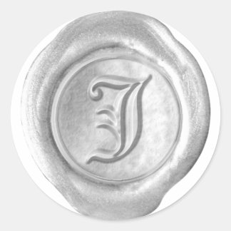 Wax Siegel Monogram - Silver - Old English J - Runder Aufkleber