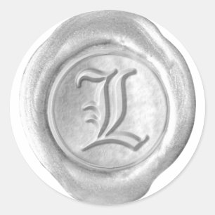 Wax Siegel Monogram - Silver - Old English L - Runder Aufkleber