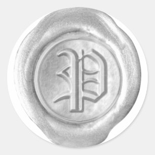 Wax Siegel Monogram - Silver - Old English P - Runder Aufkleber