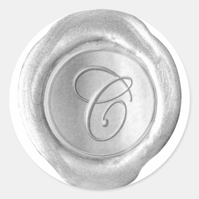 Wax Siegel Monogram - Silver - Script C - Runder Aufkleber (Vorderseite)