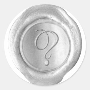 Wax Siegel Monogram - Silver - Script ? - Runder Aufkleber