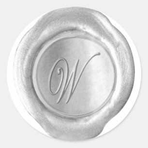 Wax Siegel Monogram - Silver - Script W - Runder Aufkleber
