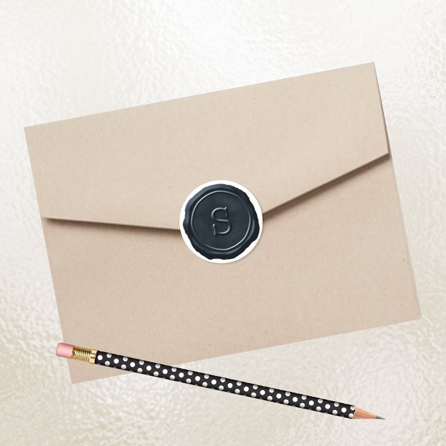 Wax Siegel Silver Blue Monogram S Initial Runder Aufkleber (Von Creator hochgeladen)