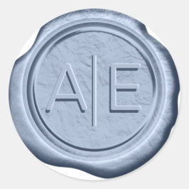 Wax Siegel Wedding Accent Initials Cadet Blue ID51 Runder Aufkleber
