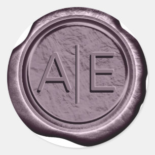 Wax Siegel Wedding Accent Initials Dk Mauve ID967 Runder Aufkleber