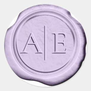 Wax Siegel Wedding Accent Initials Lavender ID990 Runder Aufkleber