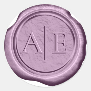Wax Siegel Wedding Accent Initials Lilac ID889 Runder Aufkleber