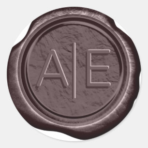 Wax Siegel Wedding Accent Initials Pecan ID947 Runder Aufkleber