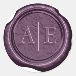 Wax Siegel Wedding Accent Initials Plum D867 Runder Aufkleber