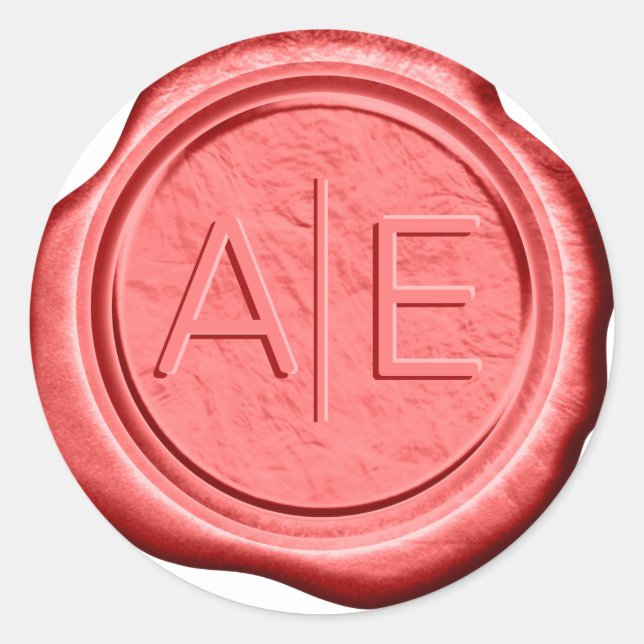 Wax Siegel Wedding Accent Initials Scarlet ID475 Runder Aufkleber (Vorderseite)