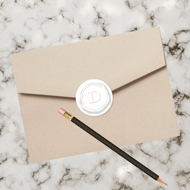 Wax Siegel White Monogram D Initial Runder Aufkleber (Von Creator hochgeladen)