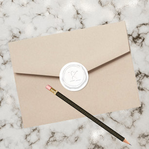 Wax Siegel White Monogram K Initial Runder Aufkleber