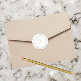 Wax Siegel White Monogram T Initial Runder Aufkleber