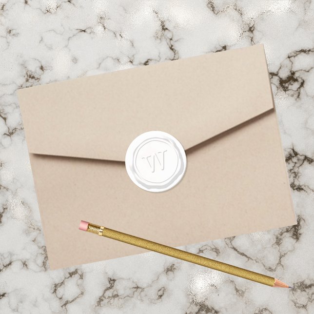 Wax Siegel White Monogram W Initial Runder Aufkleber (Von Creator hochgeladen)