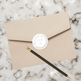 Wax Siegel White Monogram Y Initial Runder Aufkleber