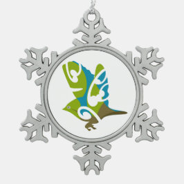 Waxeye - Tauhou , Neuseeland Bird Schneeflocken Zinn-Ornament