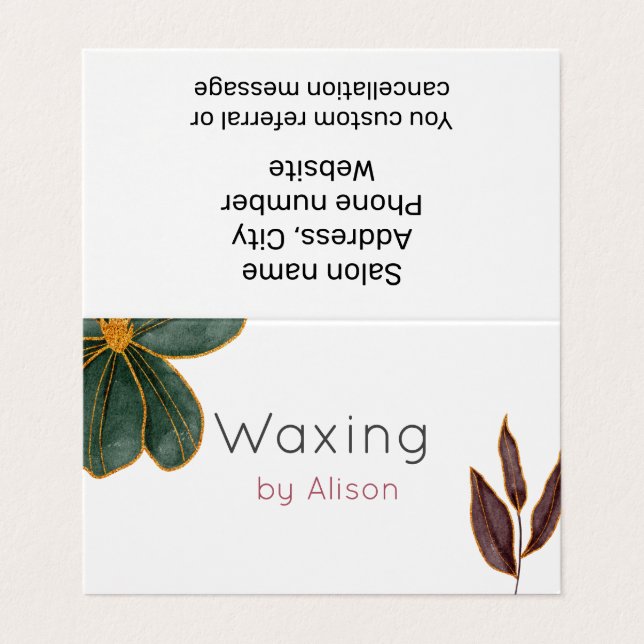 Waxing Esthetician Goldmaroon aquamarin Visitenkarten (Außenseite Aufgefaltet)