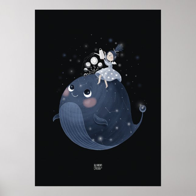 WAXING MOON WHALE von Alexandra Dikaia Poster (Vorne)