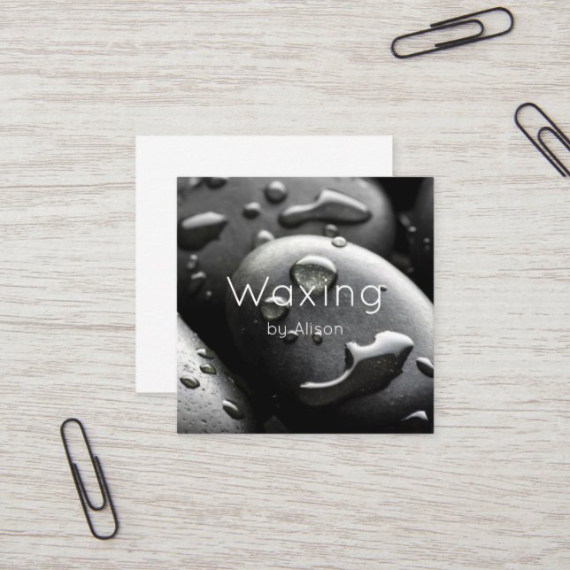 Waxing schwarz  quadratische visitenkarte (Vorderseite/Rückseite Beispiel)