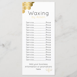 Waxtechniker/Ästhetiker, goldene Honigbiene Menükarte