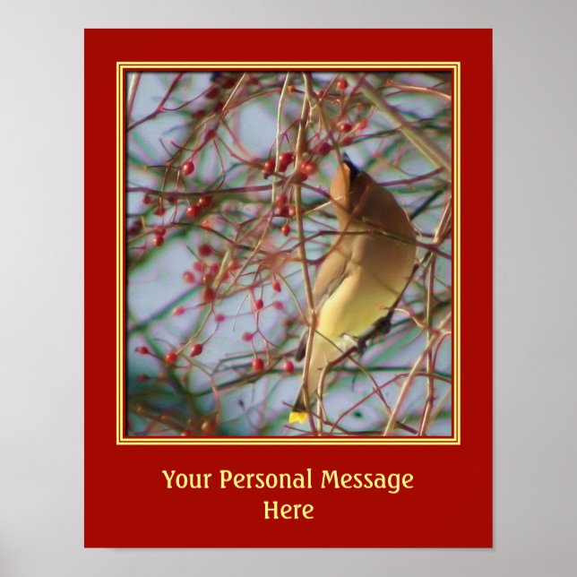 Waxwing Bird Art kreieren Ihr eigenes Personalisie Poster (Vorne)